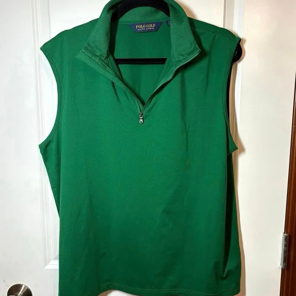Polo Golf Ralph Lauren Masters Green Sleeveless Quarter Zip Golf Top Womens L